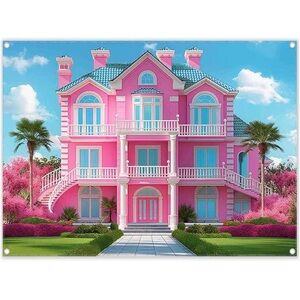Barbie Dream house photo backdrop birthday background
